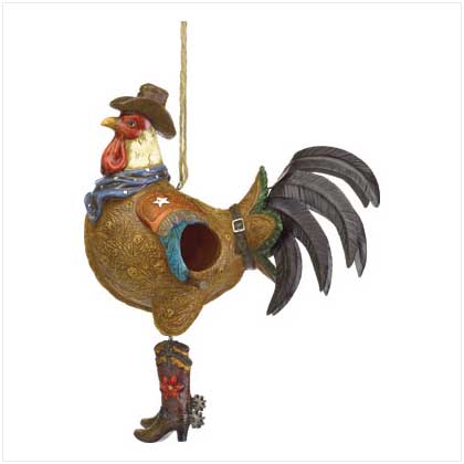 Western Cowboy Rooster Bird House