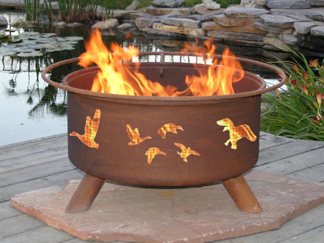 Wild Ducks Outdoor Wood Burning Fire Pit and Grill 