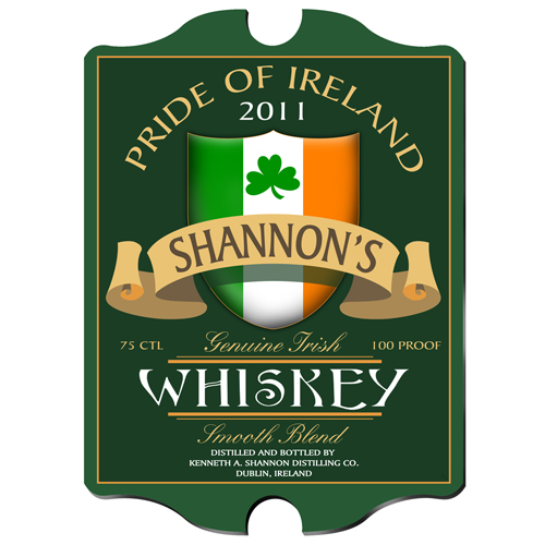 Vintage Look Personalized Irish Whiskey Bar Pub Sign