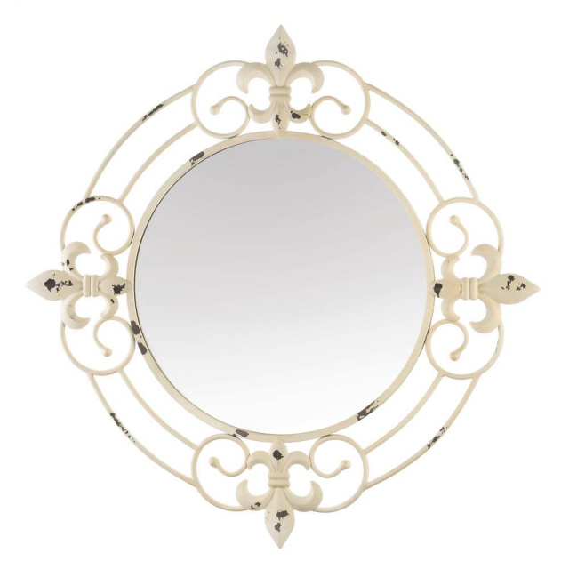 Antique Look Fleur-De-Lis Wall Mirror
