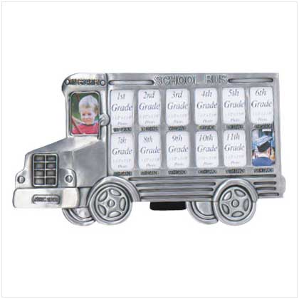 Pewter School Bus Collage Picture Frame