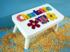 Classic White Wooden Flower Name Puzzle Step Stool