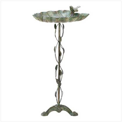 Songbird Valley Verdigris Leaf Birdbath