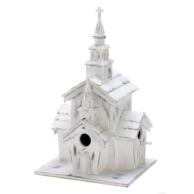 Shabby Little White Chapel Bird House