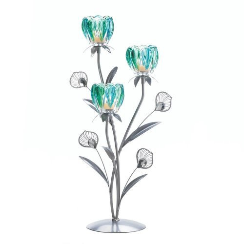 Triple Peacock Bloom Candle Holder