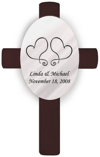 Personalized Two Hearts Wedding Anniversary Cross