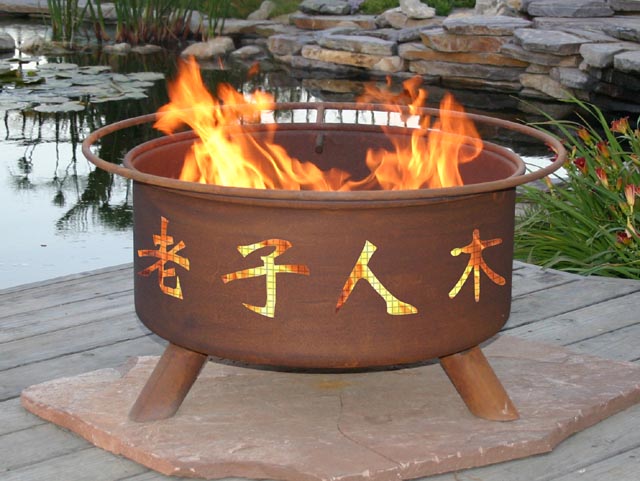 Oriental Motif Outdoor Fire Pit Grill