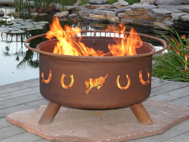 Bucking Bronco Horseshoes Outdoor Fire Pit Grill