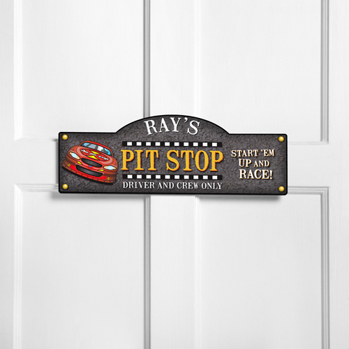 Personalized Racing Pit Stop Room Door Sign