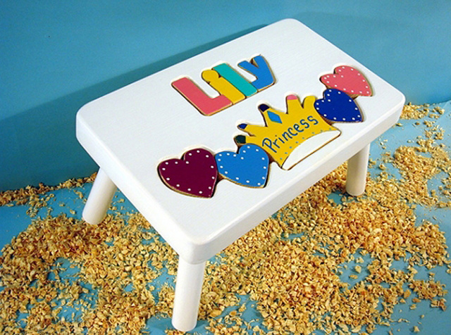 Classic White Princess Name Puzzle Stool