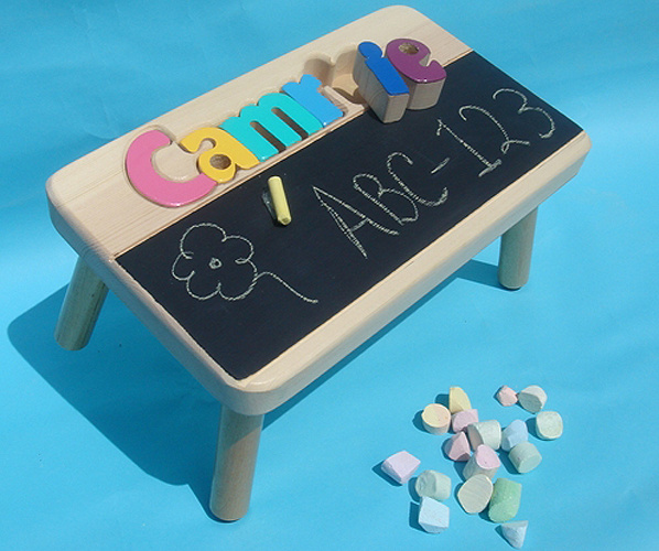 Classic Doodle Chalkboard Name Puzzle Stool
