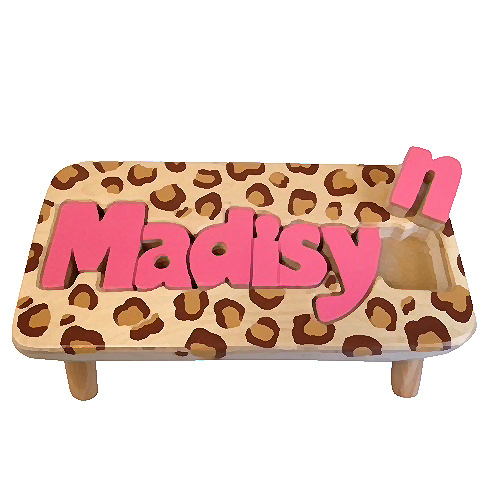 Classic Leopard Name Puzzle Stool