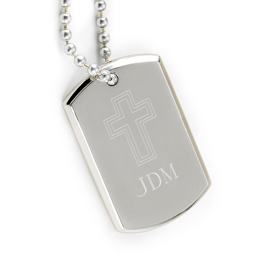 Personalized Small Inspirational Dog Tag Engraved Cross