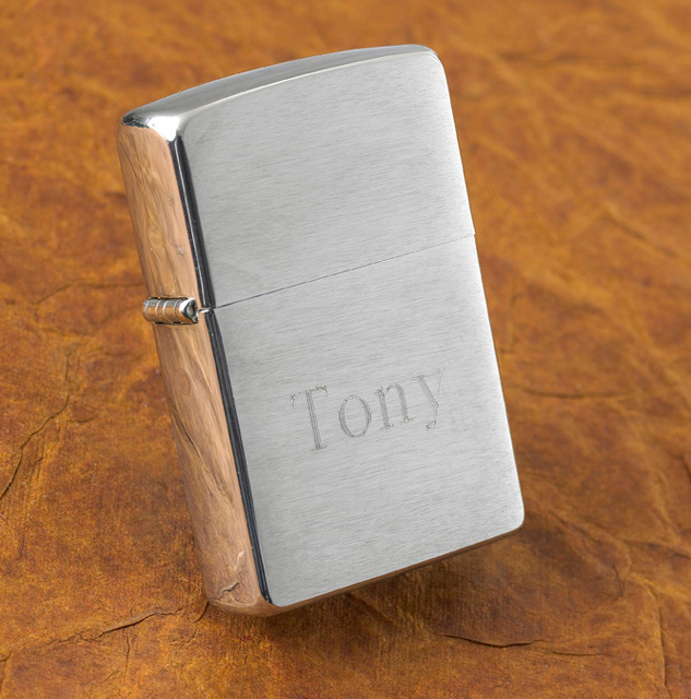 Personalized Brushed Chrome Zippo Lighter