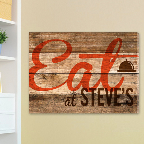 Personalized Wood Look Restaurant Sign