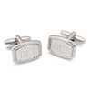 Beaded Silver Plated Rectangular Cufflinks