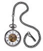 Personalized Gunmetal Gray Exposed Gears Pocket Watch